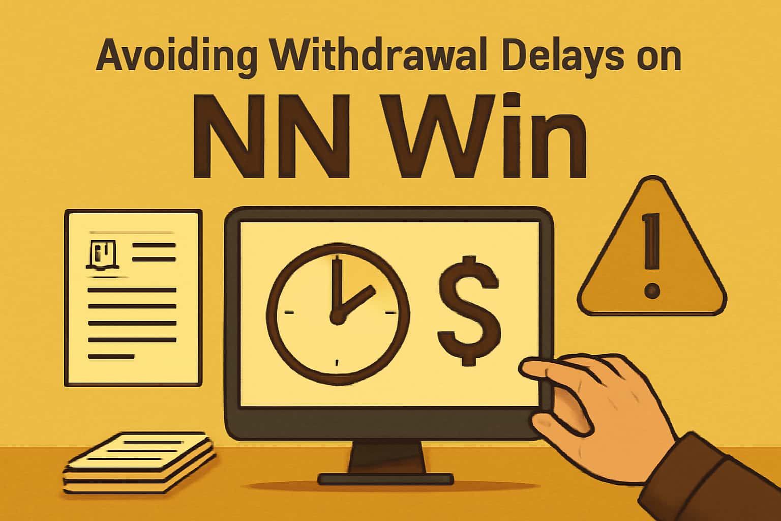 A visual representation of steps to avoid withdrawal delays on NN Win.